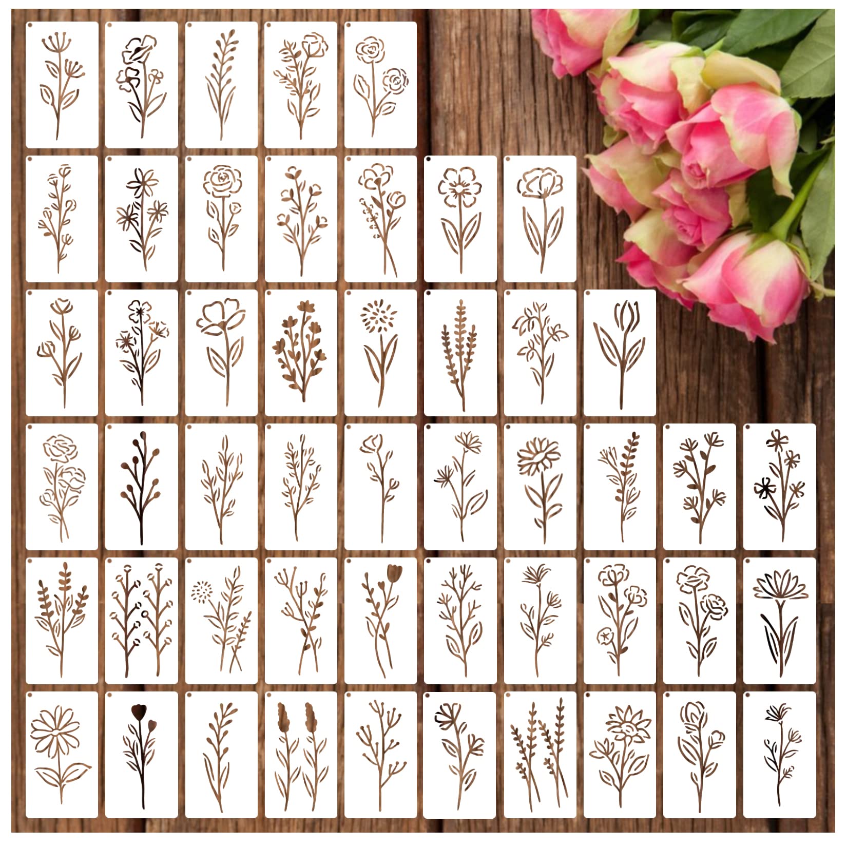 Amazon.co.jp: ボタニカルフラワーステンシル クラフト用 小さな野の花